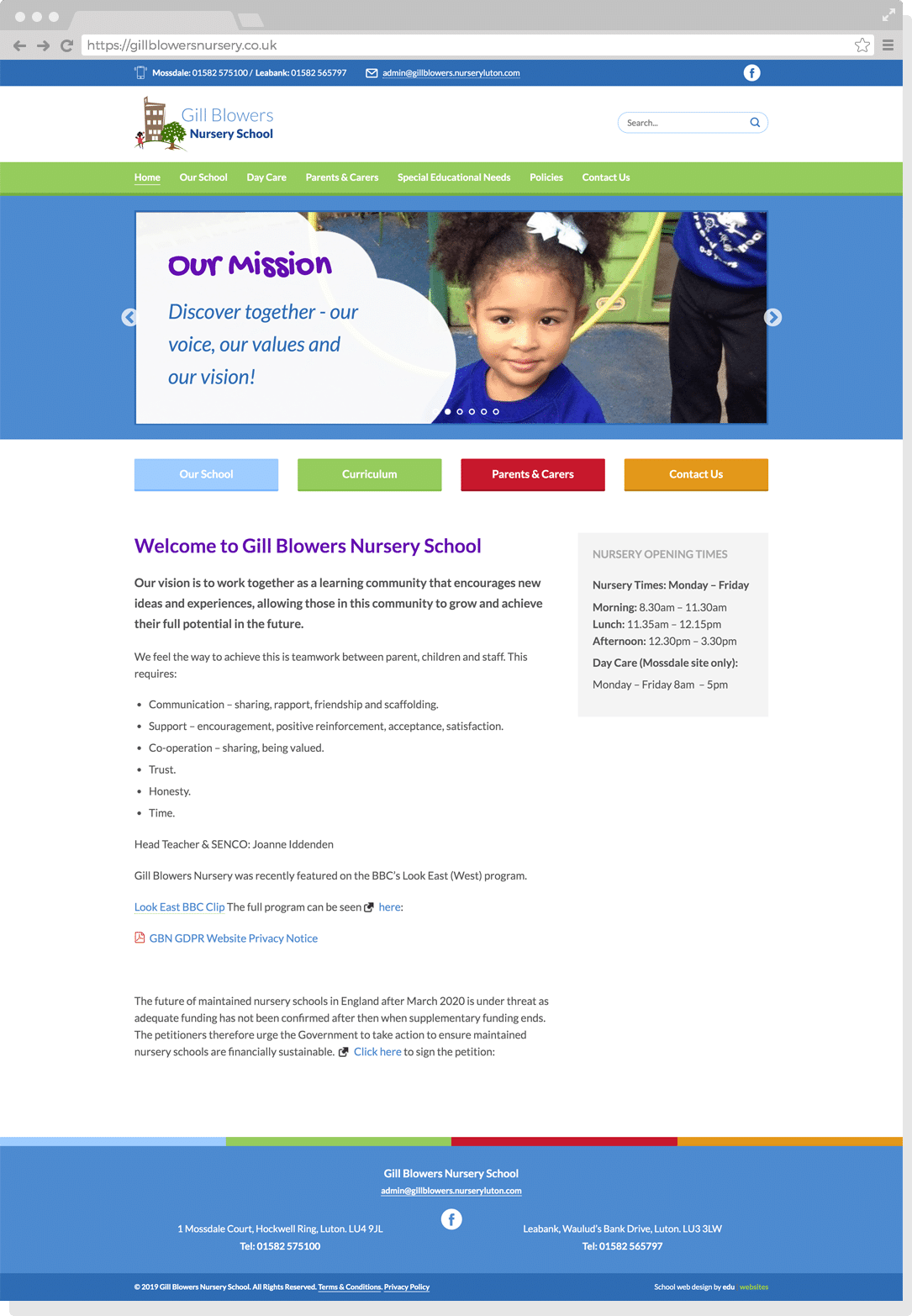 Gill Blowers Nursery School website